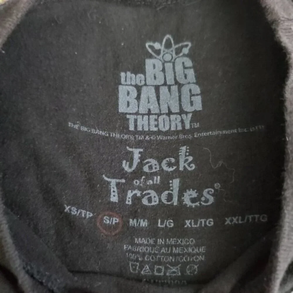 Big Bang Theory Sheldon Black Graphic Tee S - Picture 3 of 6